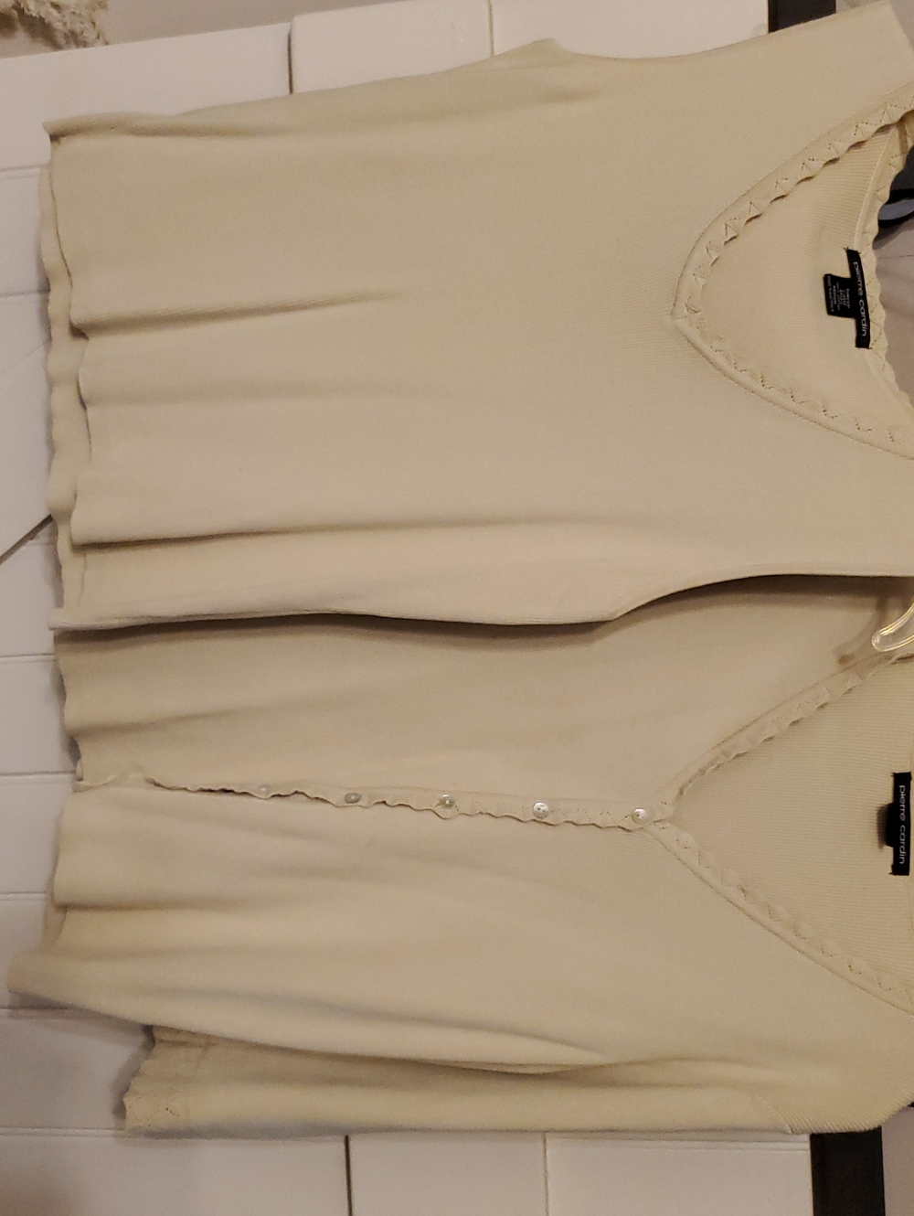 Pierre Cardin Cream Sleeveless Knit Cardigan and Shell Set